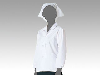 調理衣 1ー001 女子白衣(襟付・長袖ゴム入) M