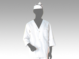 調理衣 1-617 男子白衣(襟なし・七分袖) L