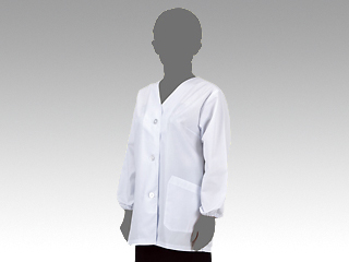 調理衣 1-011 女子白衣(襟なし・長袖ゴム入)L