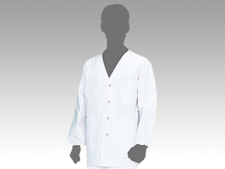 調理衣 1ー611 男子白衣(襟なし・長袖ゴム入)M