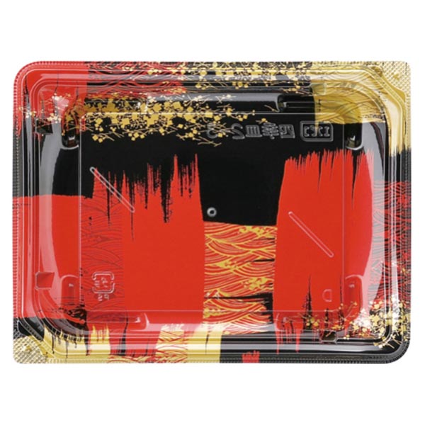 寿司容器 四季皿2-3 本体 角紋赤 エフピコ