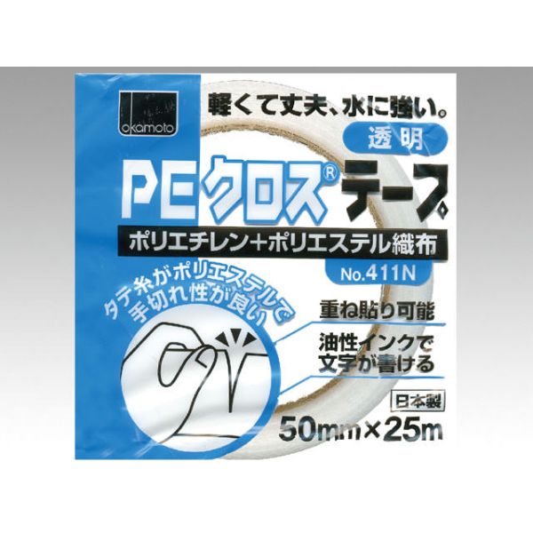 OPPテープ PEクロステープ No.411N 透明 50×25 オカモト