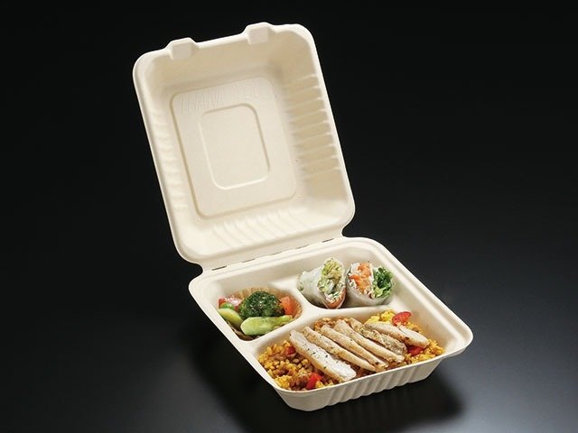 エコ容器 BB竹バガス ランチ 200-220-3 パルプモールド フードパック クラフト色【weeco】