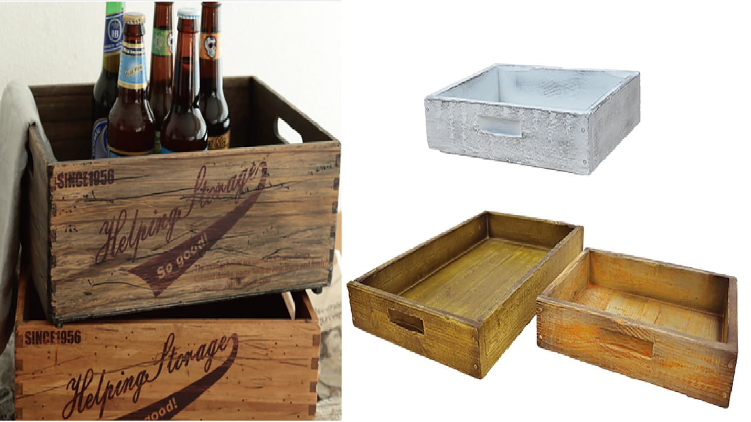 Salon 2013の木箱と空き瓶 （中身無し）