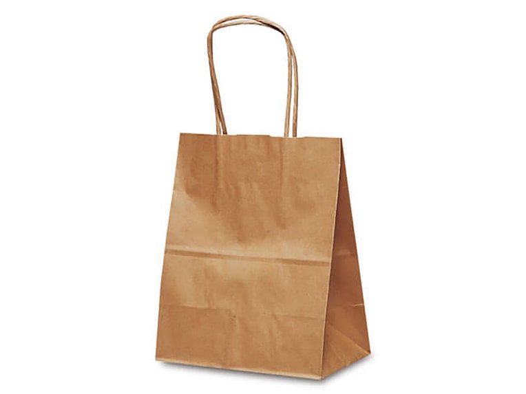 1218 自動紐手提袋 T-2 茶無地