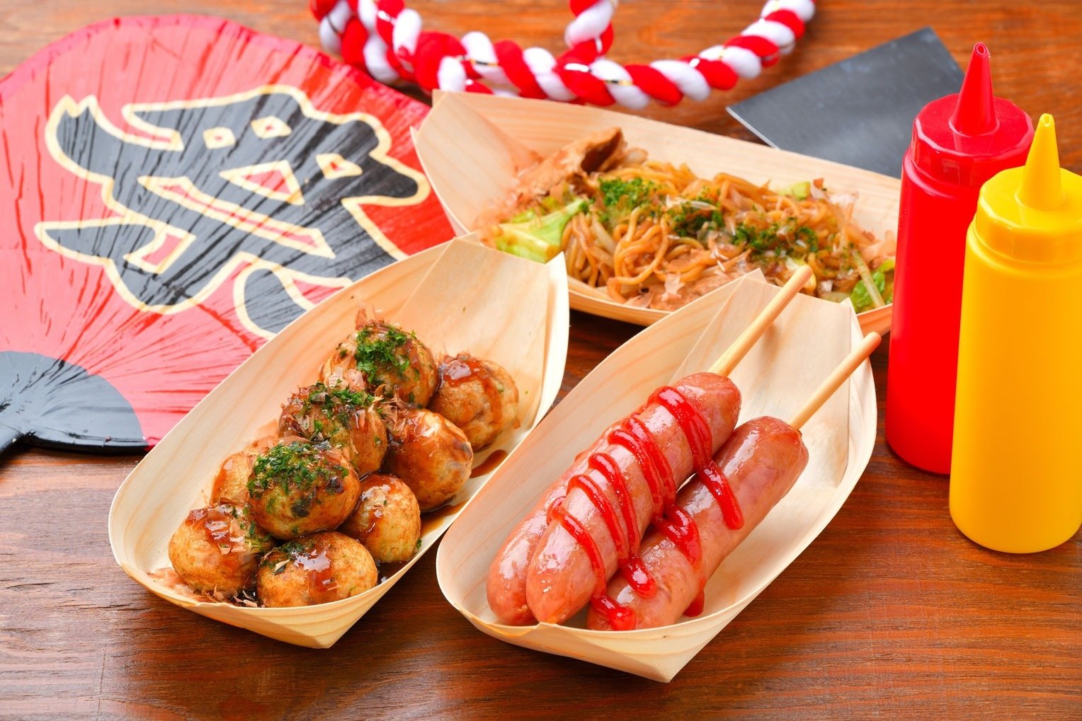 お祭り縁日の食べ物イメージ