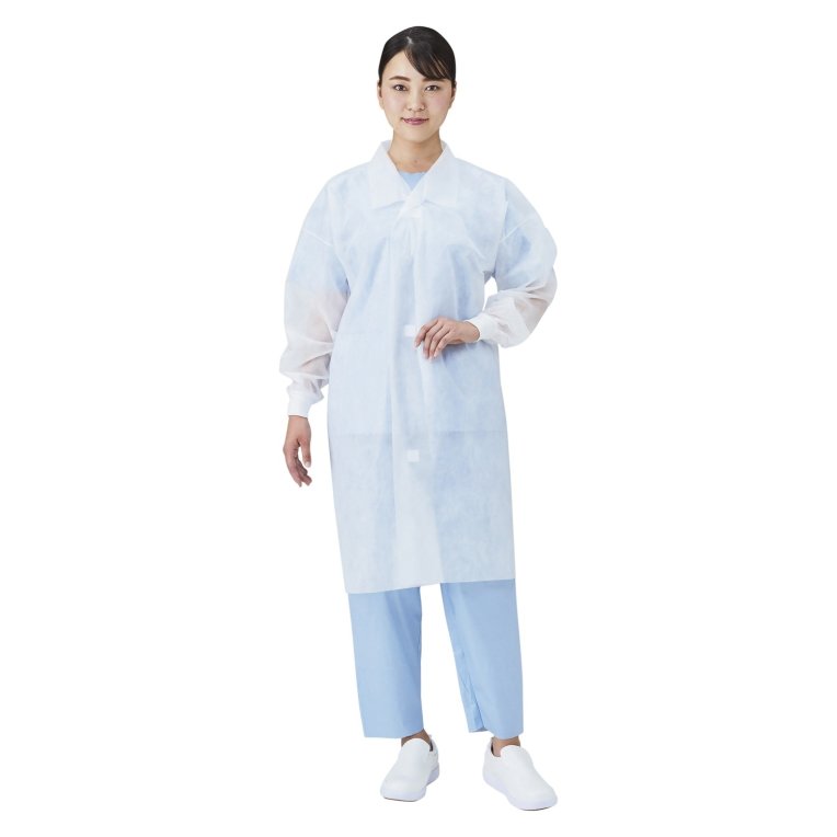 ディスポ白衣 リブ付不織布白衣 マジックタイプ メディテックジャパン