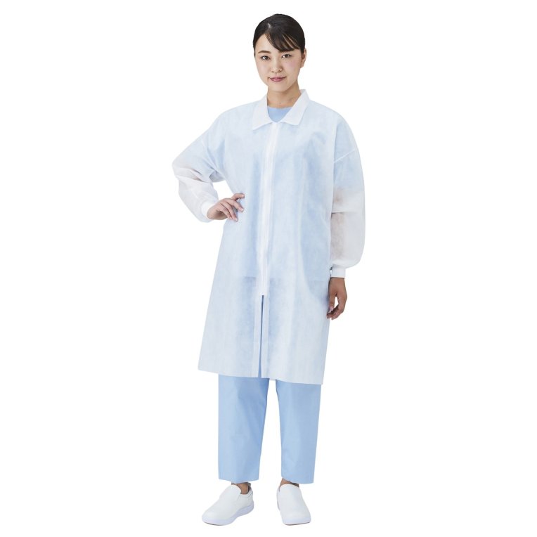 ディスポ白衣 リブ付不織布白衣 ジッパータイプ メディテックジャパン