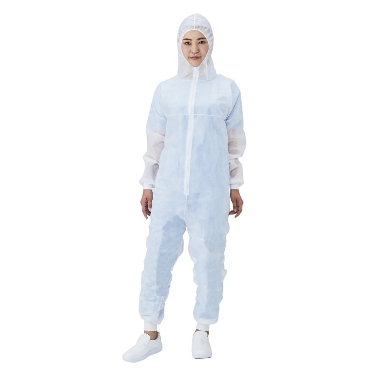 ディスポ白衣 リブ付ジャンプスーツ フード付キ メディテックジャパン