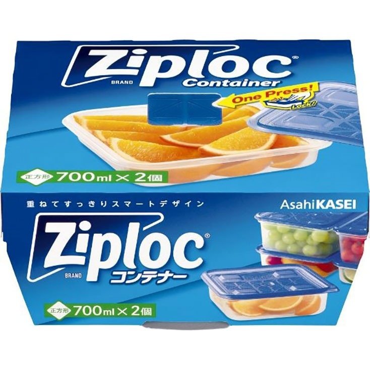 旭化成ホームプロダクツ 保存容器 ジップロック コンテナー 正方形 700ml 2個入
