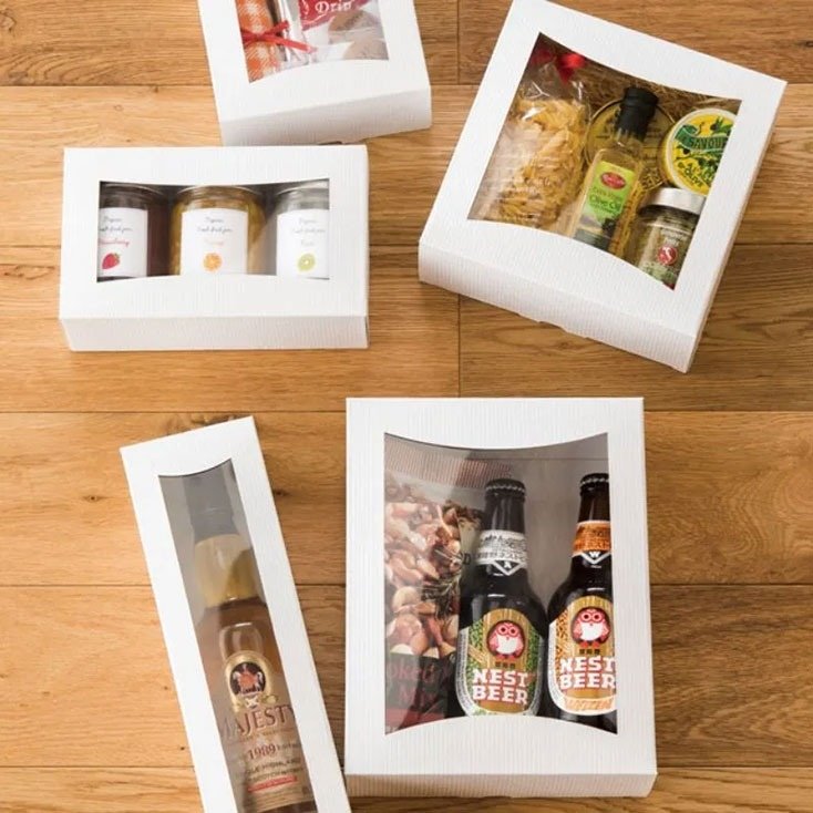 ギフト箱 シンプルクオリティ窓付ギフトボックス ホワイト-4(10枚) ヘッズ