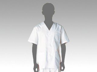 調理衣 1-612 男子白衣(襟なし・半袖) LL