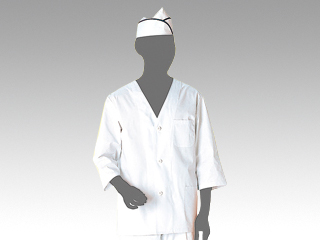 調理衣 1-617 男子白衣(襟なし・七分袖) LL