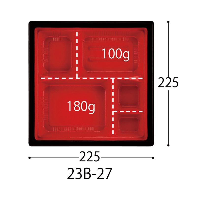 弁当容器 CT WF-23B-27赤黒-BK身 中央化学