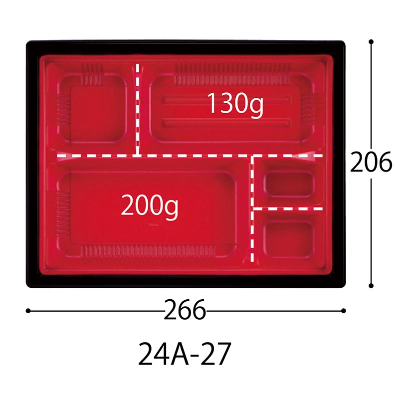 弁当容器 CT WF-24A-27赤黒-BK身 中央化学