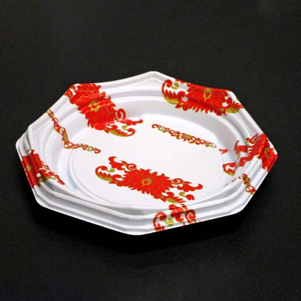 軽食容器 八角皿190本体 蓮白 デンカポリマー