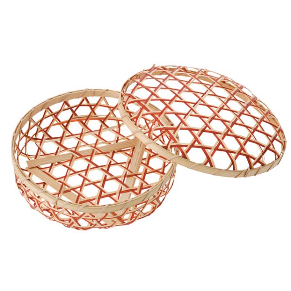 竹製カゴ 竹かご 2色丸篭被せフタ付BR アサヒグリーン | テイクアウト容器の通販