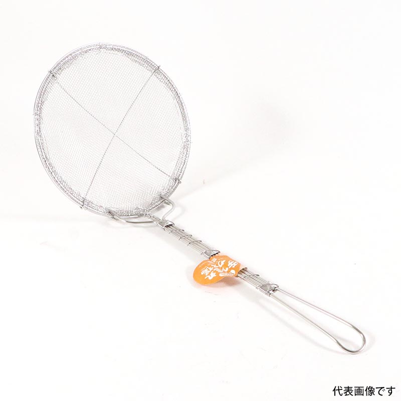 揚げ物用品 18-8手アミ補強付カス揚 荒目 18cm(16メッシュ)