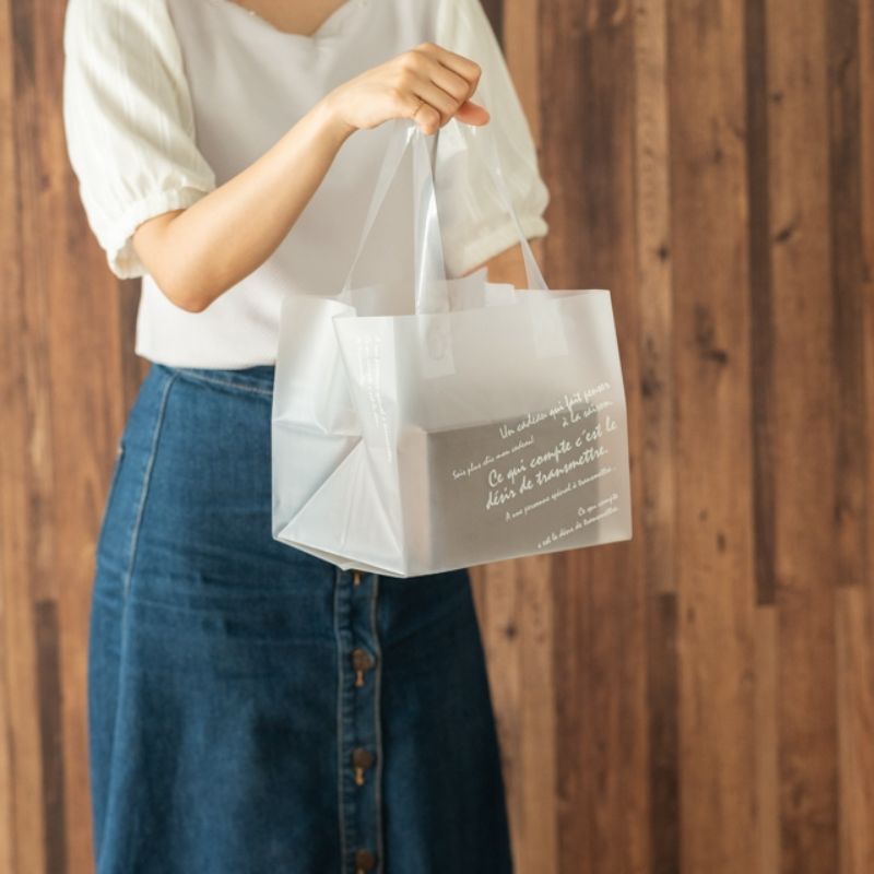 ポリ手提げ ワイド型フロストバッグ-1(30枚) ヘッズ