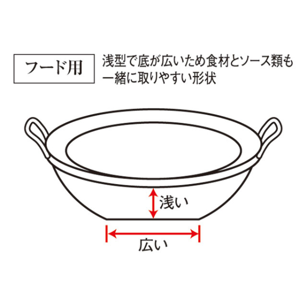 ビュッフェ用中華鍋 フード用 底平 30cm カンダ
