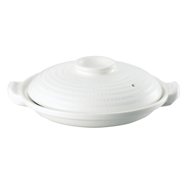 燕舞 耐熱素焼深型土鍋 白塗 19cm カンダ