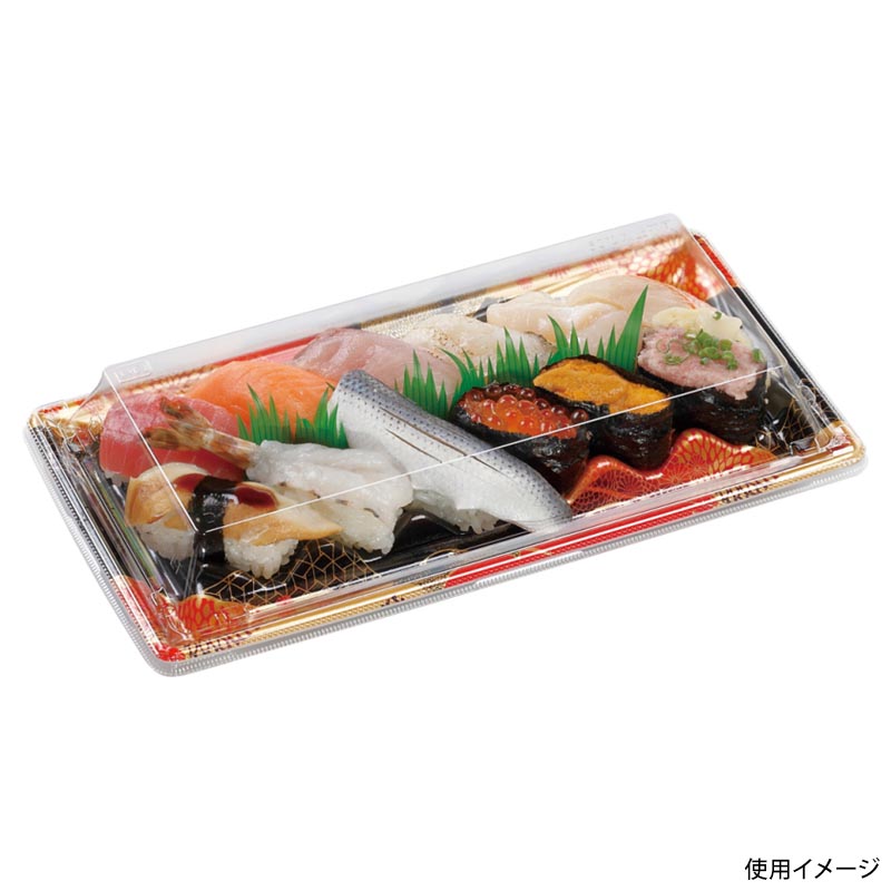 刺身容器 Sステージ2-6枠盛 本体 はな扇子赤 エフピコ