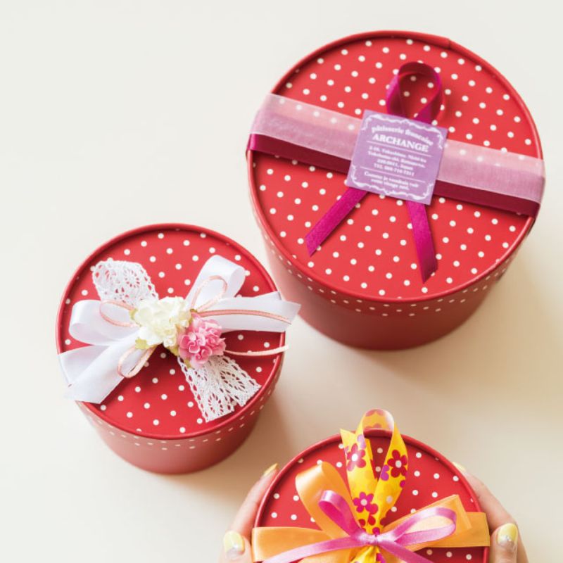 ギフト箱 レッドドット丸型BOX-M(10個) ヘッズ