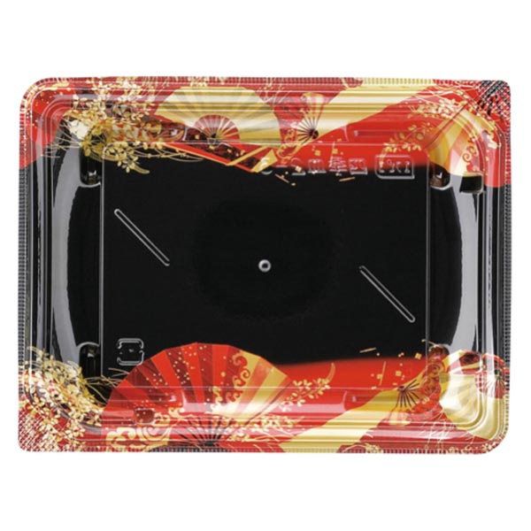 寿司容器 四季皿2-3 本体 扇ばやし赤 エフピコ