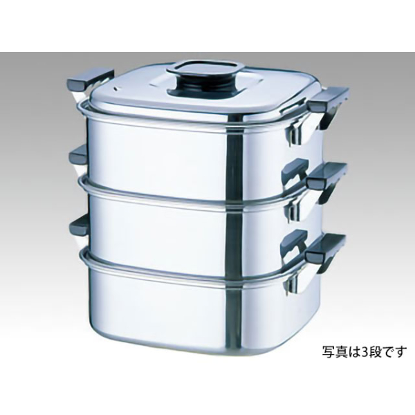 中華用品 桃印18-0角型蒸器29cm 2段
