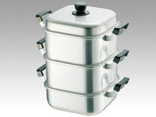 中華用品 アルマイト角型蒸器30cm 二重