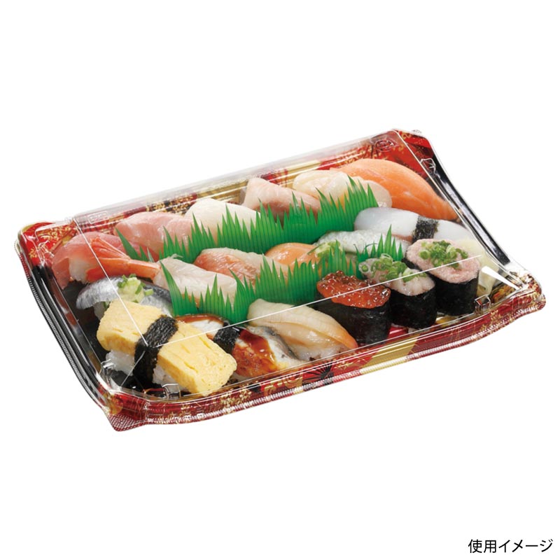 寿司容器 四季皿3-6 本体 扇ばやし赤 エフピコ