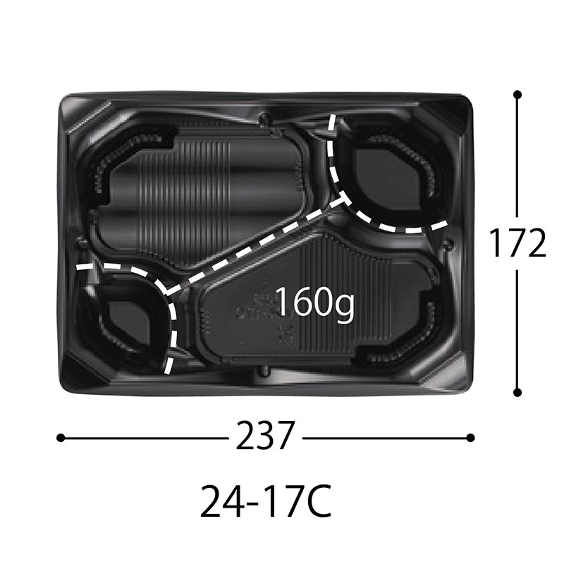 弁当容器 CT 波音V 24-17C 黒-BK 身 中央化学
