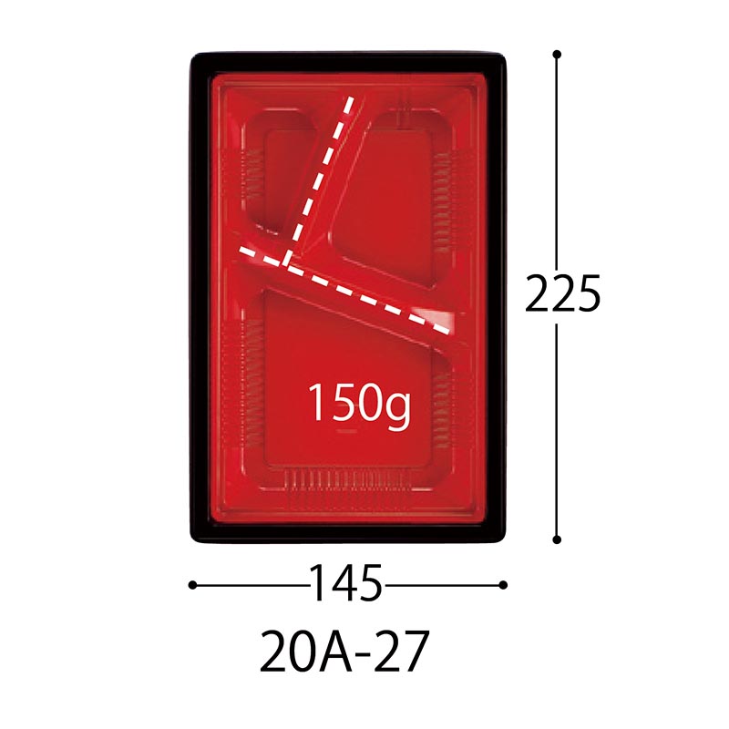 弁当容器 CT WF-20A-27赤黒-BK身 中央化学