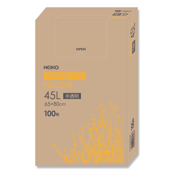 HEIKO（シモジマ） HDゴミ袋 箱入り 012 45L 半透明 バラ出荷