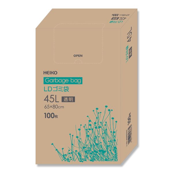 HEIKO（シモジマ） LDゴミ袋 箱入り 025 45L 透明 バラ出荷