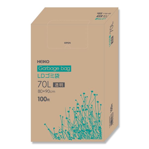 HEIKO（シモジマ） LDゴミ袋 箱入り 035 70L 透明 バラ出荷