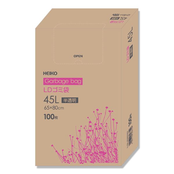 HEIKO（シモジマ） LDゴミ袋 箱入り 025 45L 半透明 バラ出荷