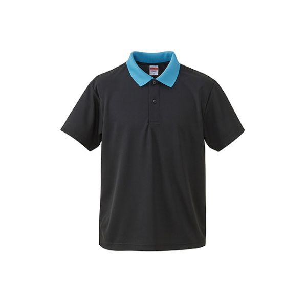 5910-01ポロシャツ ブラック・ターコイズブルー XL United Athle