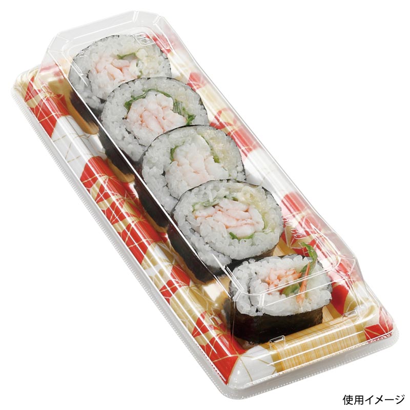 寿司容器 元助26-9(太巻5巻) 本体 あさぎ赤 エフピコ