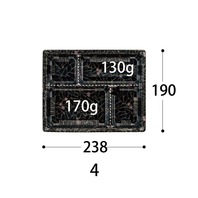 弁当容器 HS 古今 L-4 黒ME 身 中央化学