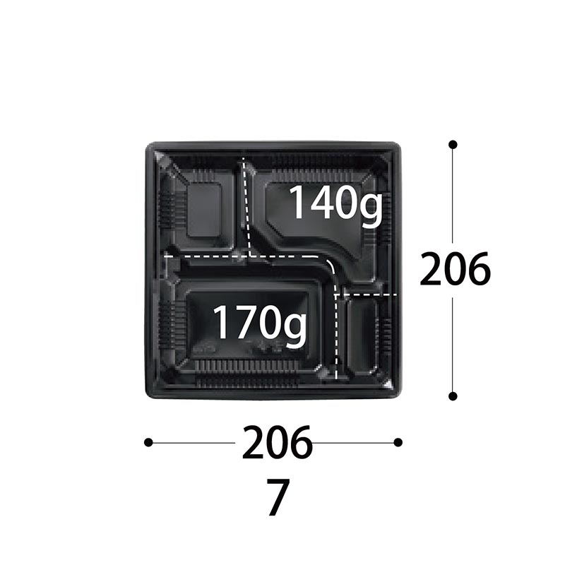 弁当容器 HS 古今 L-7 黒ME 身 中央化学
