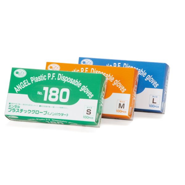 作業用手袋 No.180 プラスチックグローブ ノンパウダー M サンフラワー