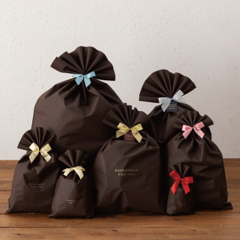 ラッピング用品 梨地バッグブラウン-S(50枚) ヘッズ