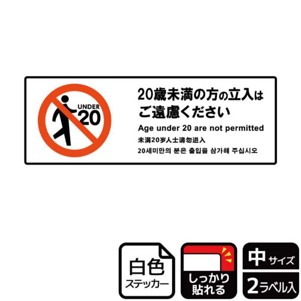 ステッカー KFK4099 20歳未満の方は立ち入れません 2枚入 KALBAS