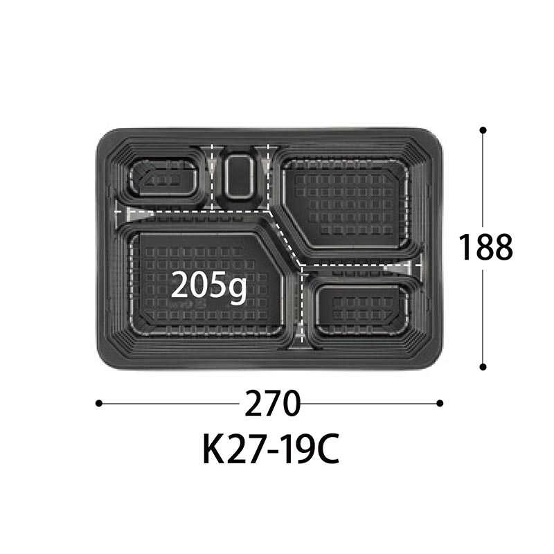 弁当容器 HSA 街弁 K27-19C BK 身 中央化学