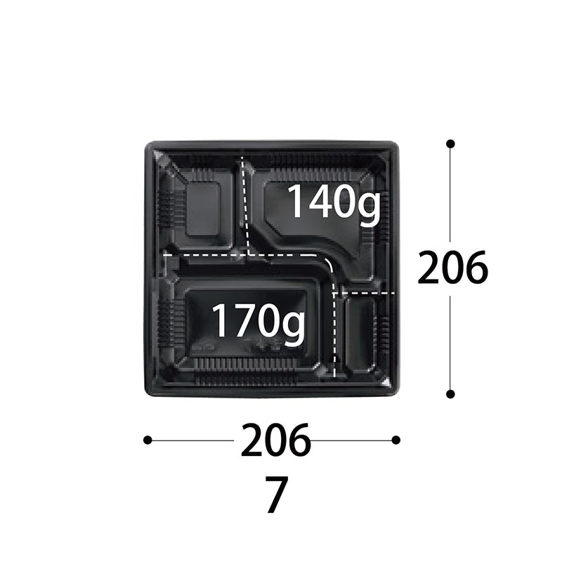 弁当容器 HS 古今 L-7 BK 身 中央化学