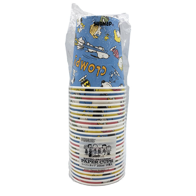 紙カップ スヌーピーレトロパターン ペーパーカップ 205ml 25個入 サンナップ