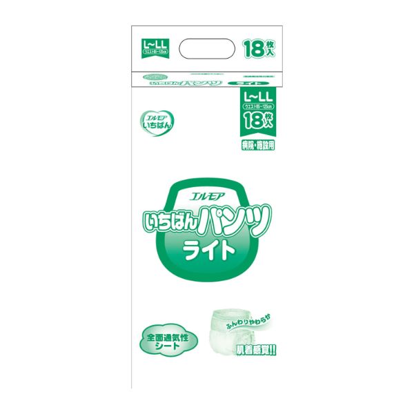 【介護/医療】紙おむつ エルモアいちばん パンツ ライト 病院・施設用 L～LL 18枚 エルモア