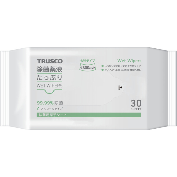 除菌剤 TRUSCO 除菌薬液たっぷりウェットワイパー大判 30枚 トラスコ中山