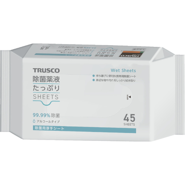 除菌剤 TRUSCO 除菌薬液たっぷりシート45枚 トラスコ中山